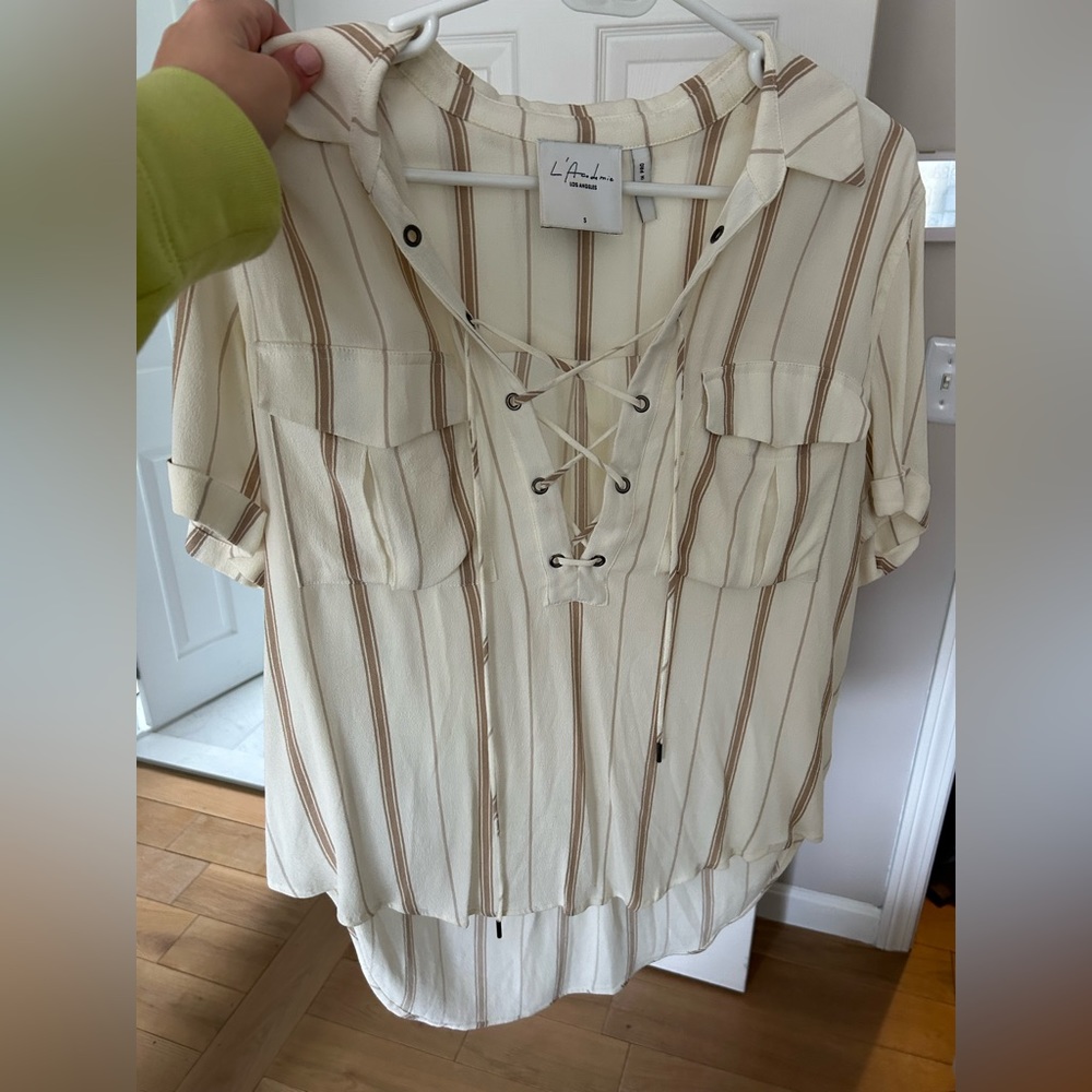 L’Academie striped oversized shirt